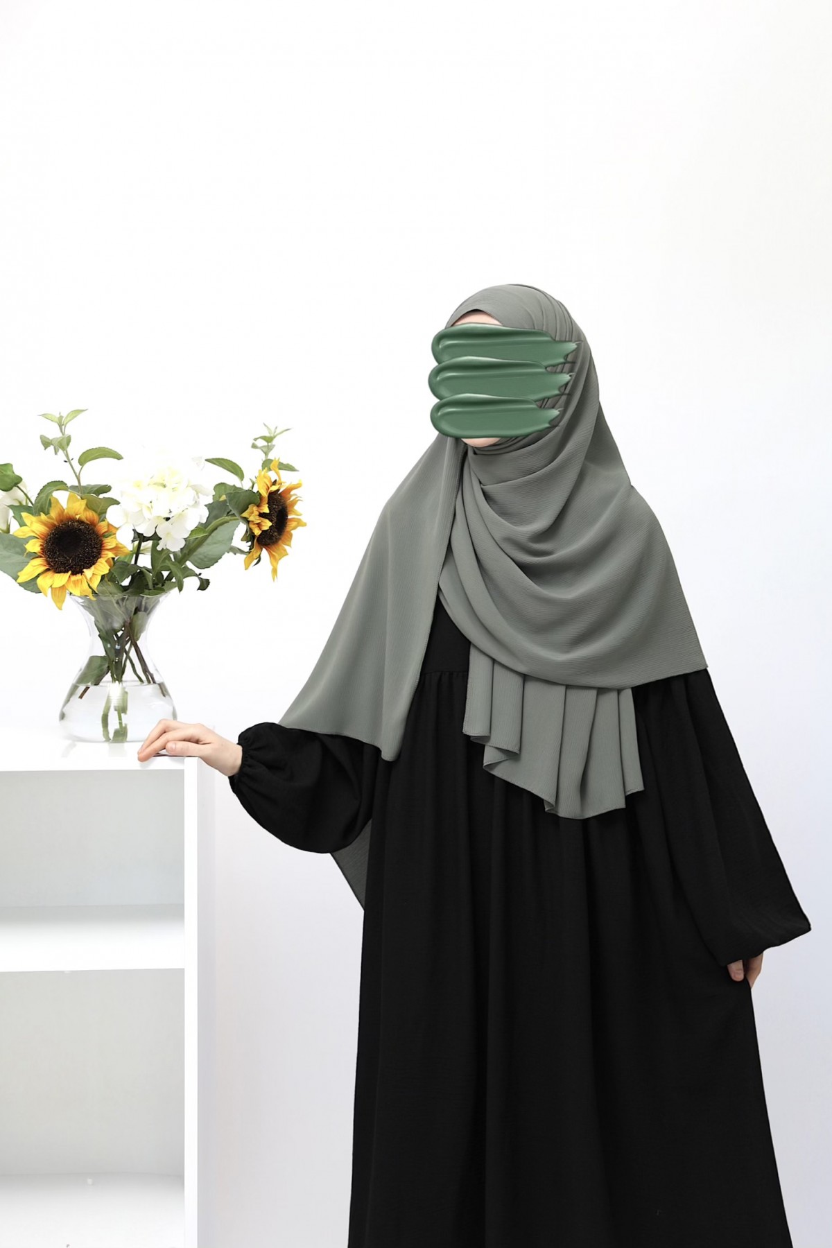 Krinkil Medine İpeği Şal - Soft Yeşil