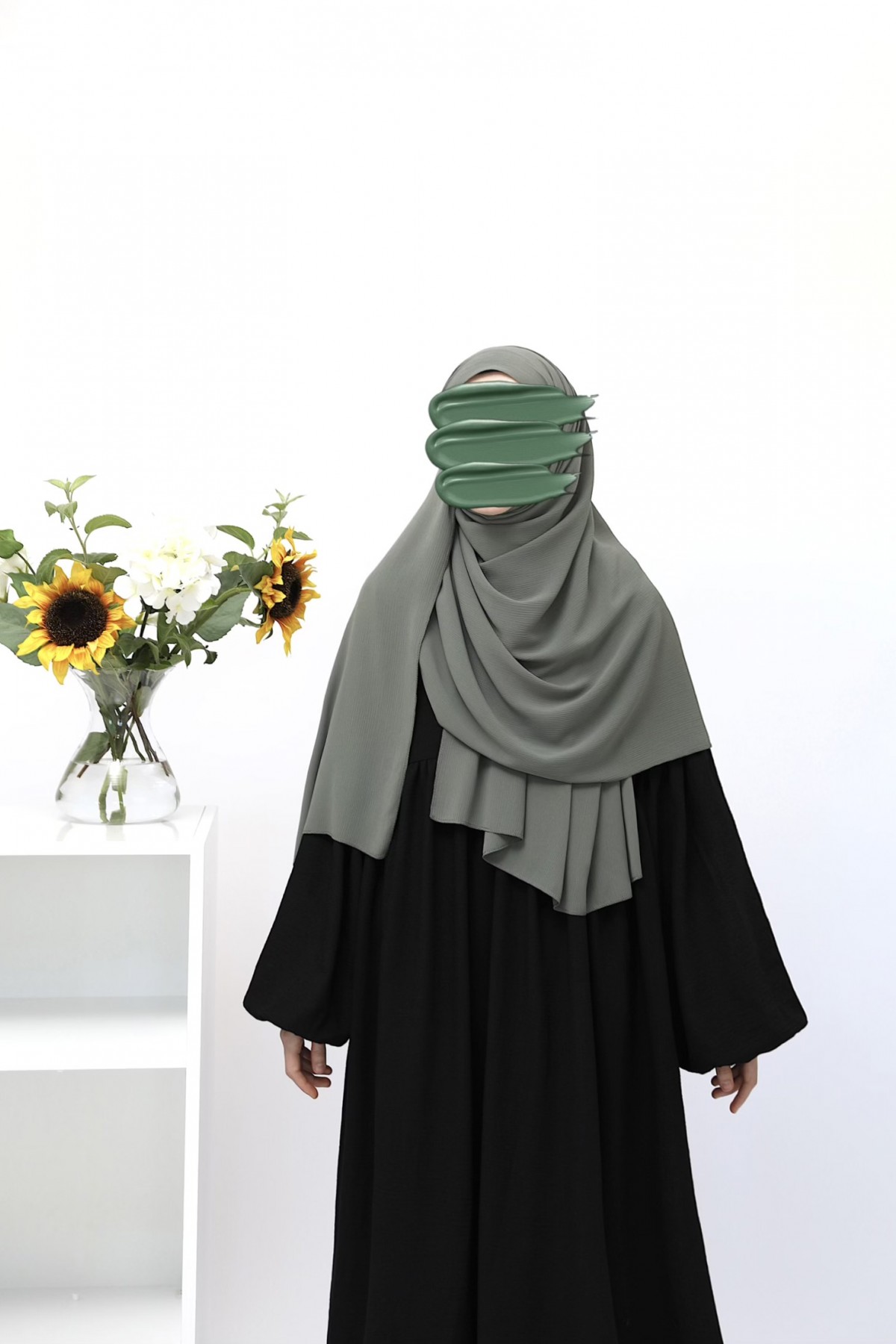 Krinkil Medine İpeği Şal - Soft Yeşil