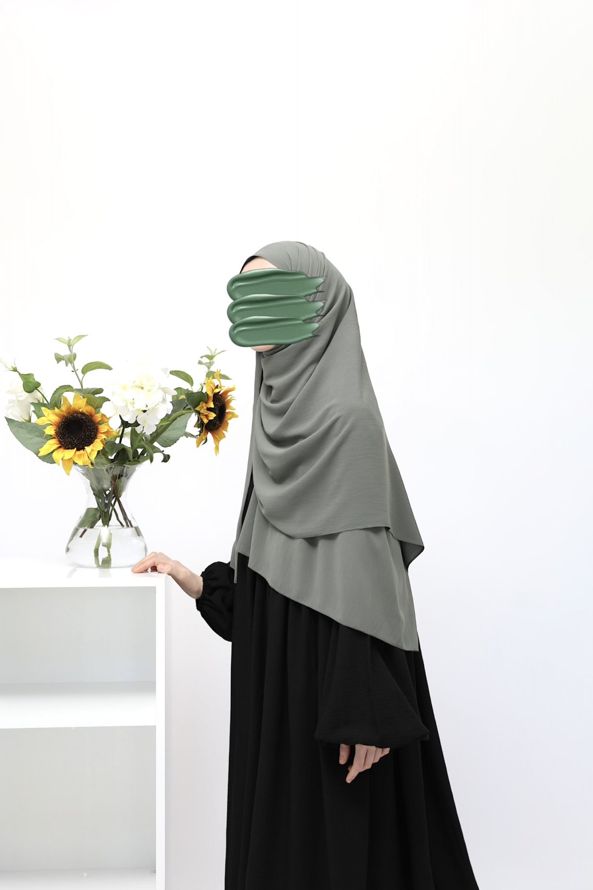 Krinkil Medine İpeği Şal - Soft Yeşil