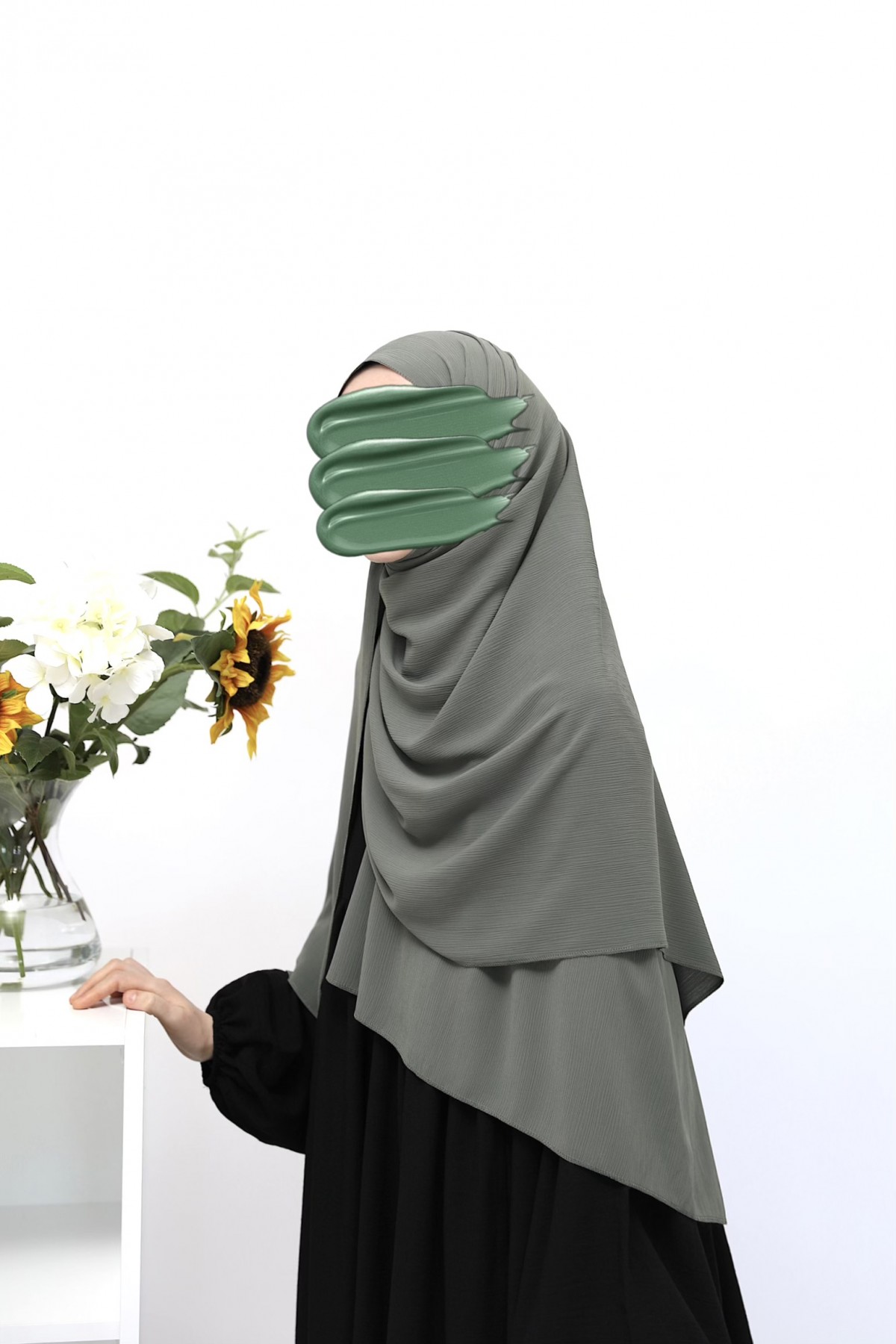 Krinkil Medine İpeği Şal - Soft Yeşil