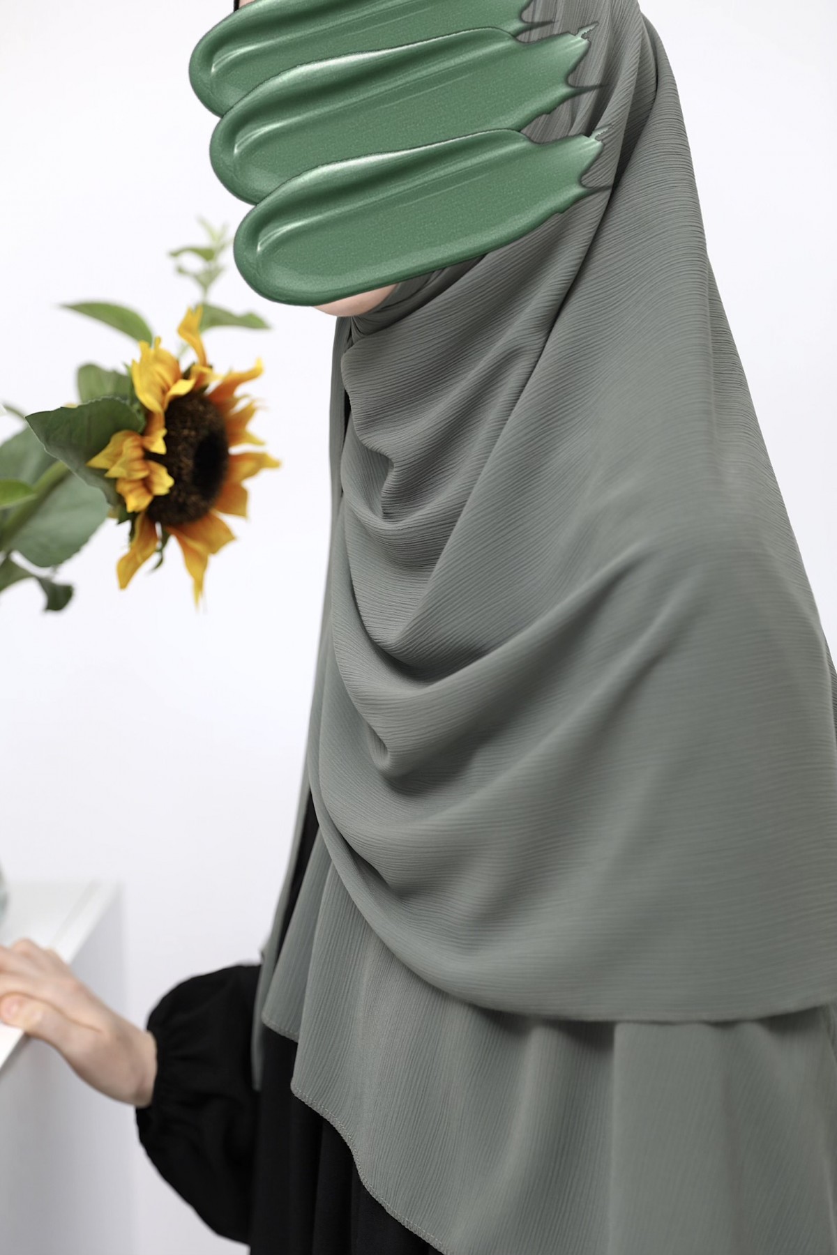Krinkil Medine İpeği Şal - Soft Yeşil