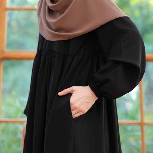 Ahsen Fermuarlı Ferace - Siyah