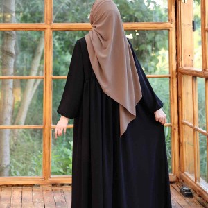 Ahsen Fermuarlı Ferace - Siyah