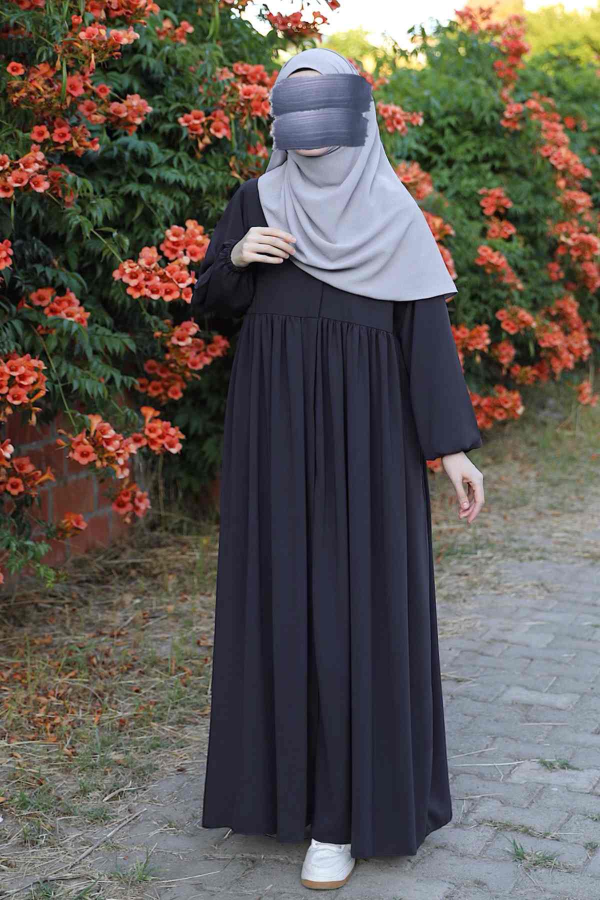 Ahsen Fermuarlı Ferace - Antrasit