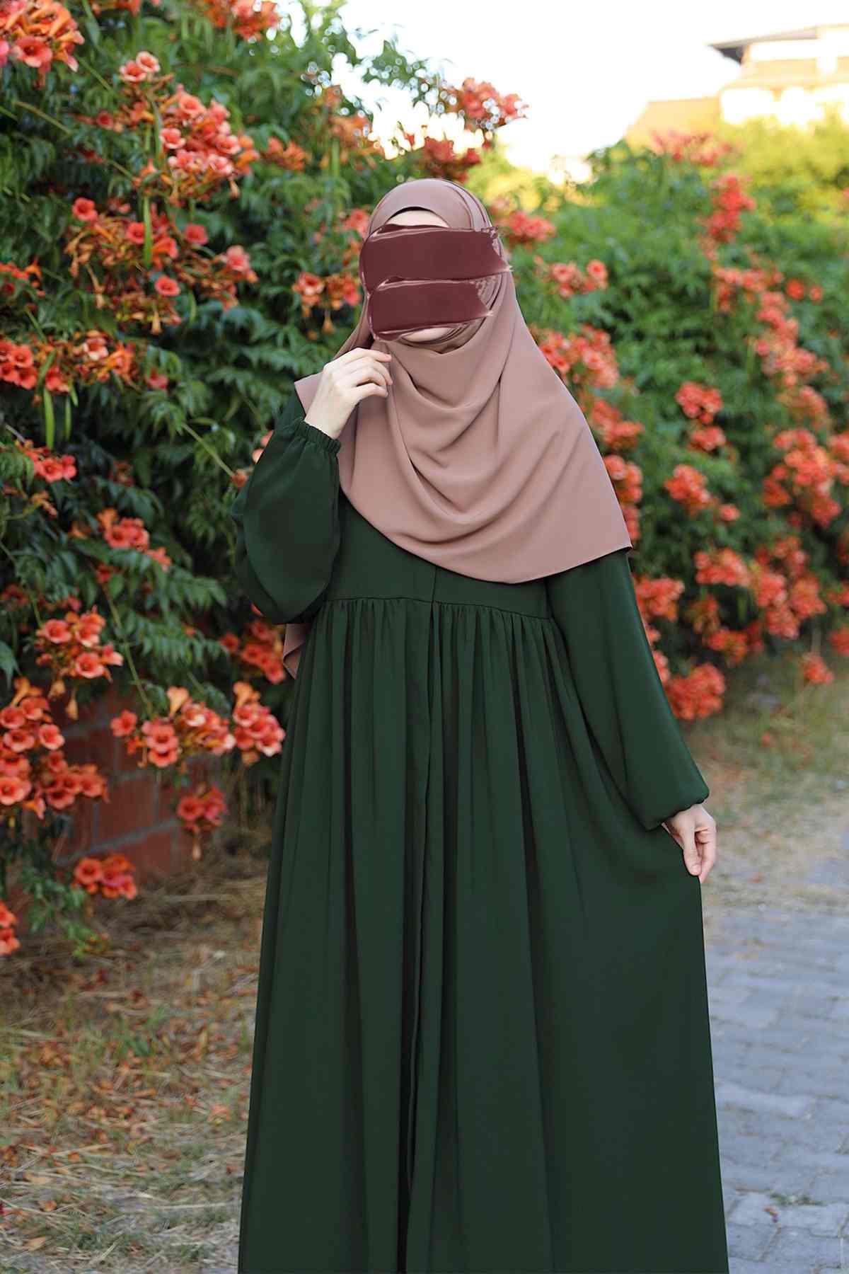 Ahsen Fermuarlı Ferace - Haki