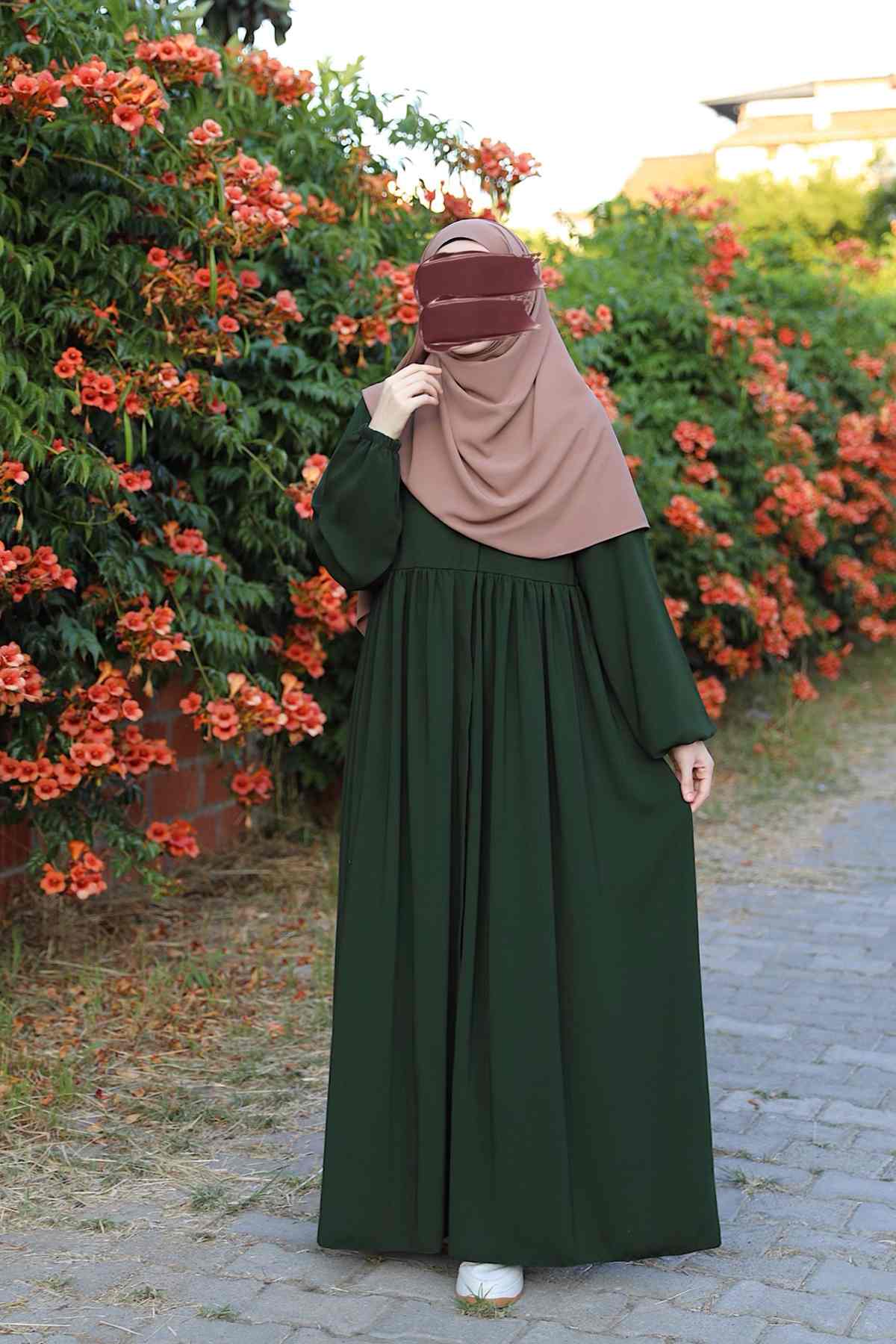 Ahsen Fermuarlı Ferace - Haki