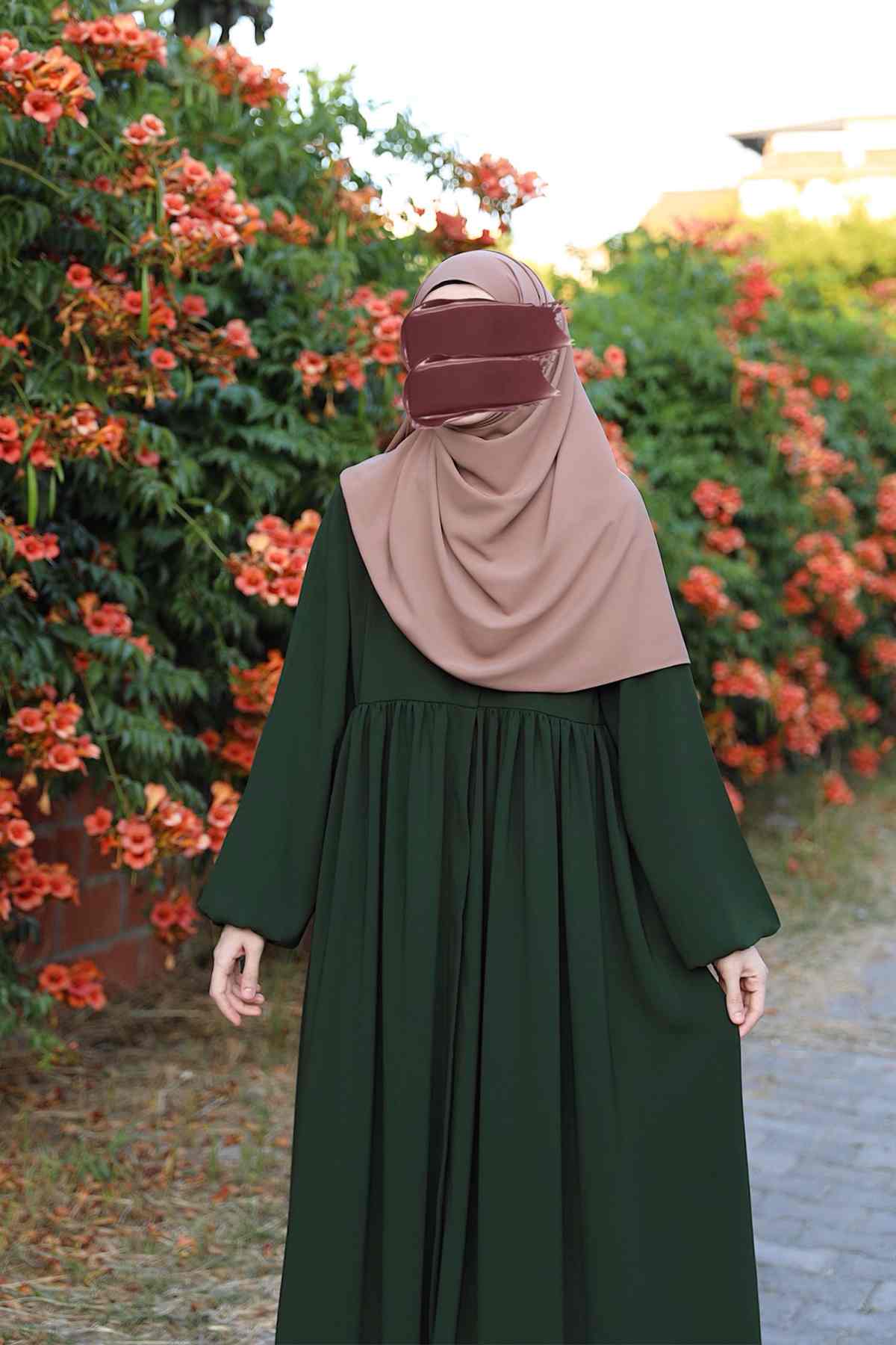 Ahsen Fermuarlı Ferace - Haki