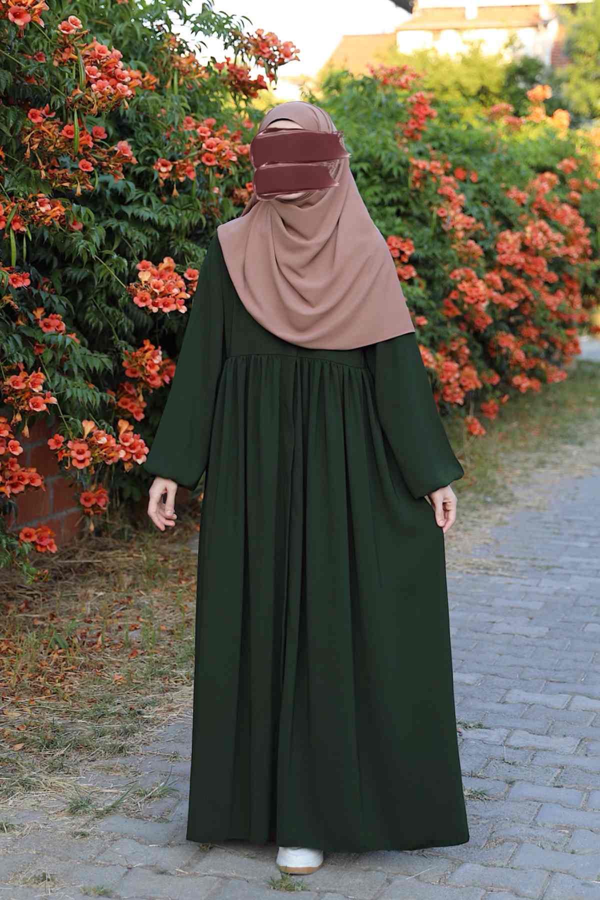 Ahsen Fermuarlı Ferace - Haki