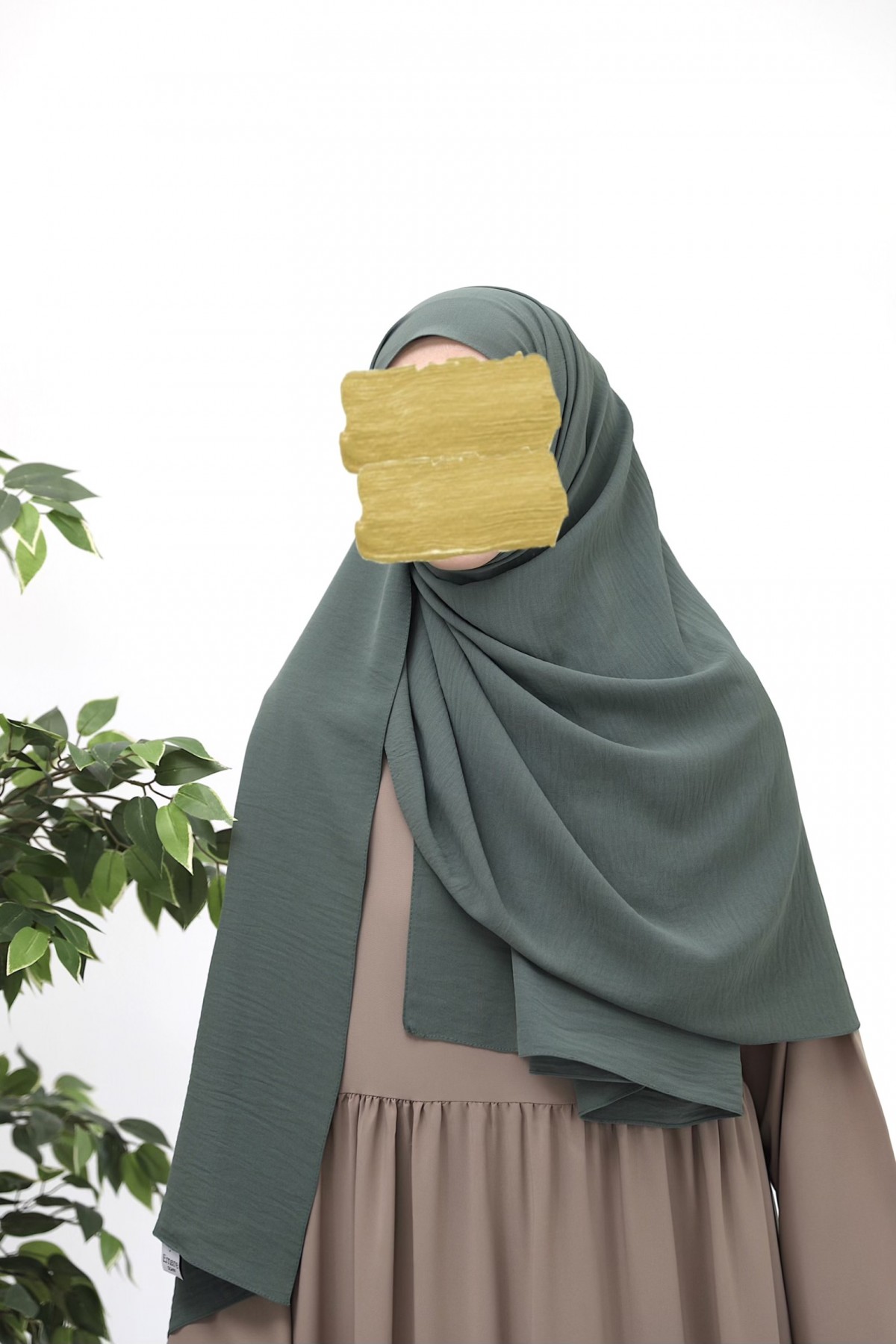 Ayrobin Krep Büyük Boy Şal - Soft Yeşil