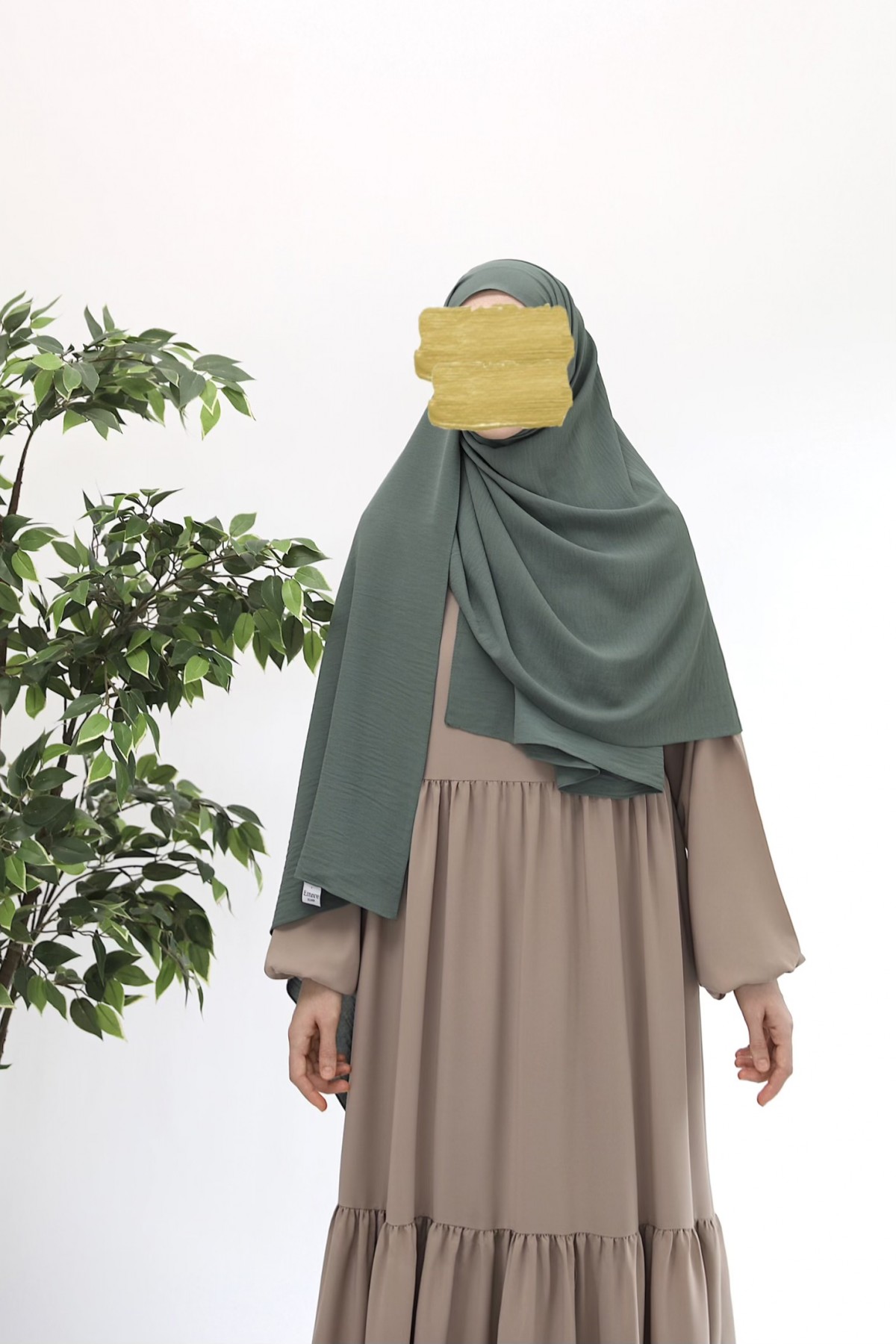 Ayrobin Krep Büyük Boy Şal - Soft Yeşil