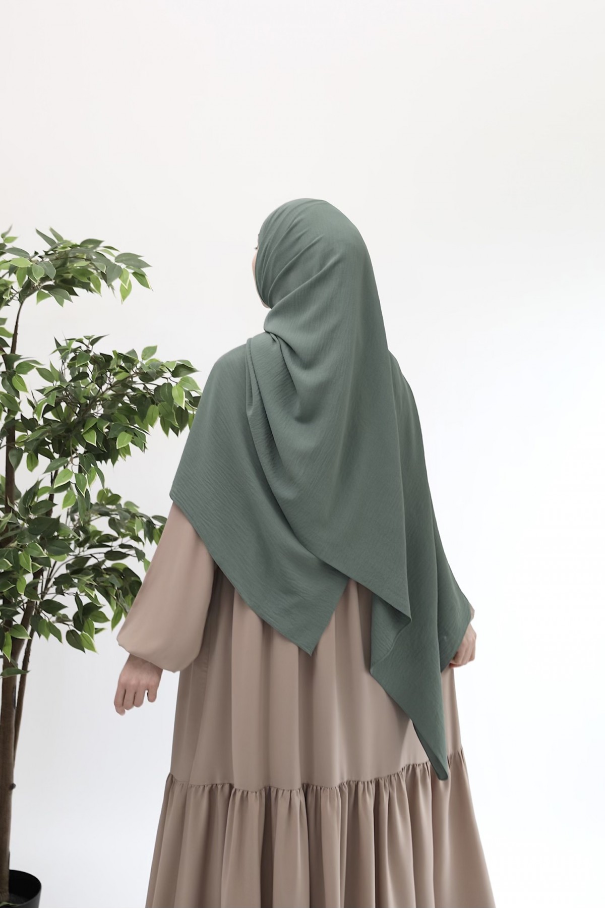 Ayrobin Krep Büyük Boy Şal - Soft Yeşil