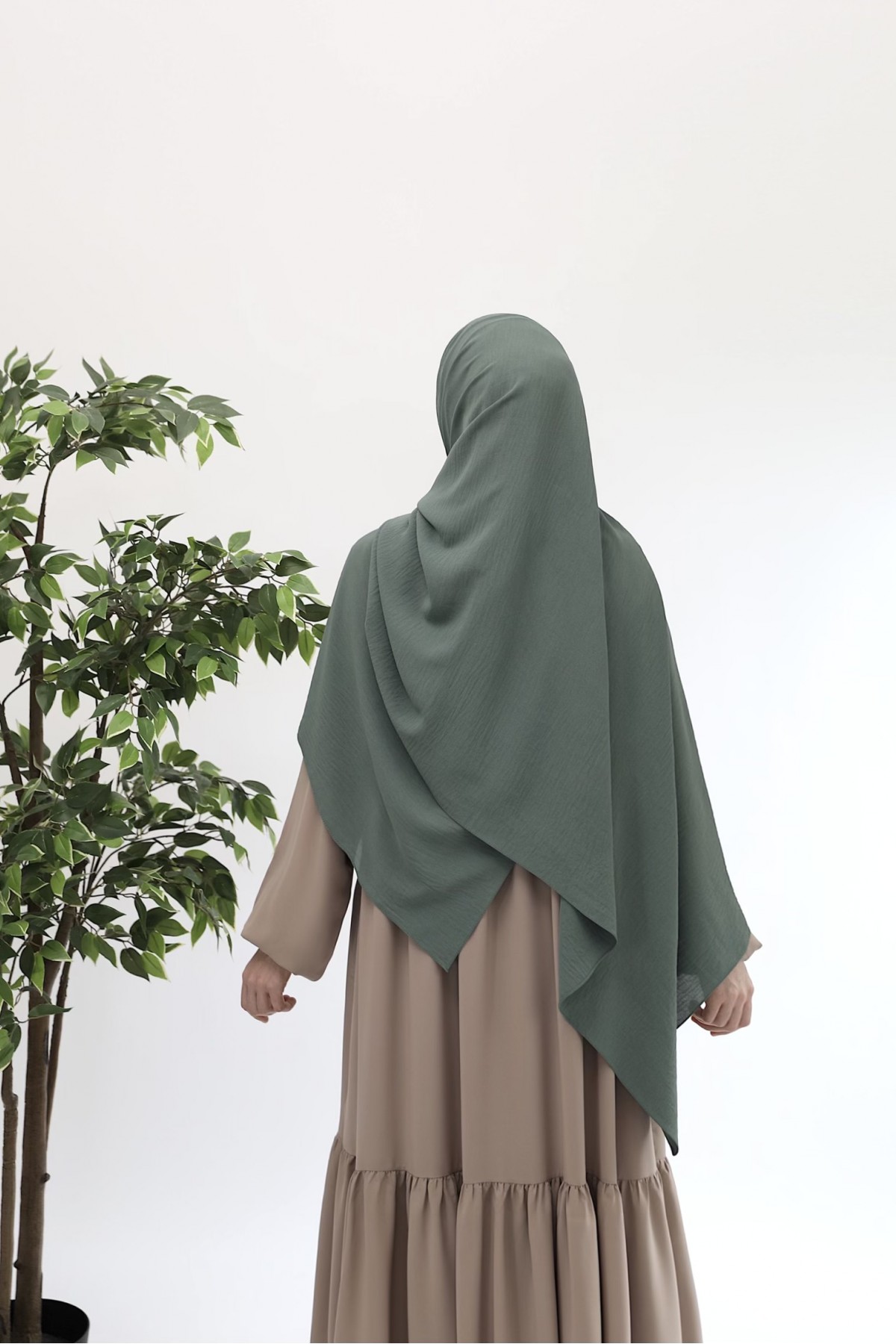 Ayrobin Krep Büyük Boy Şal - Soft Yeşil