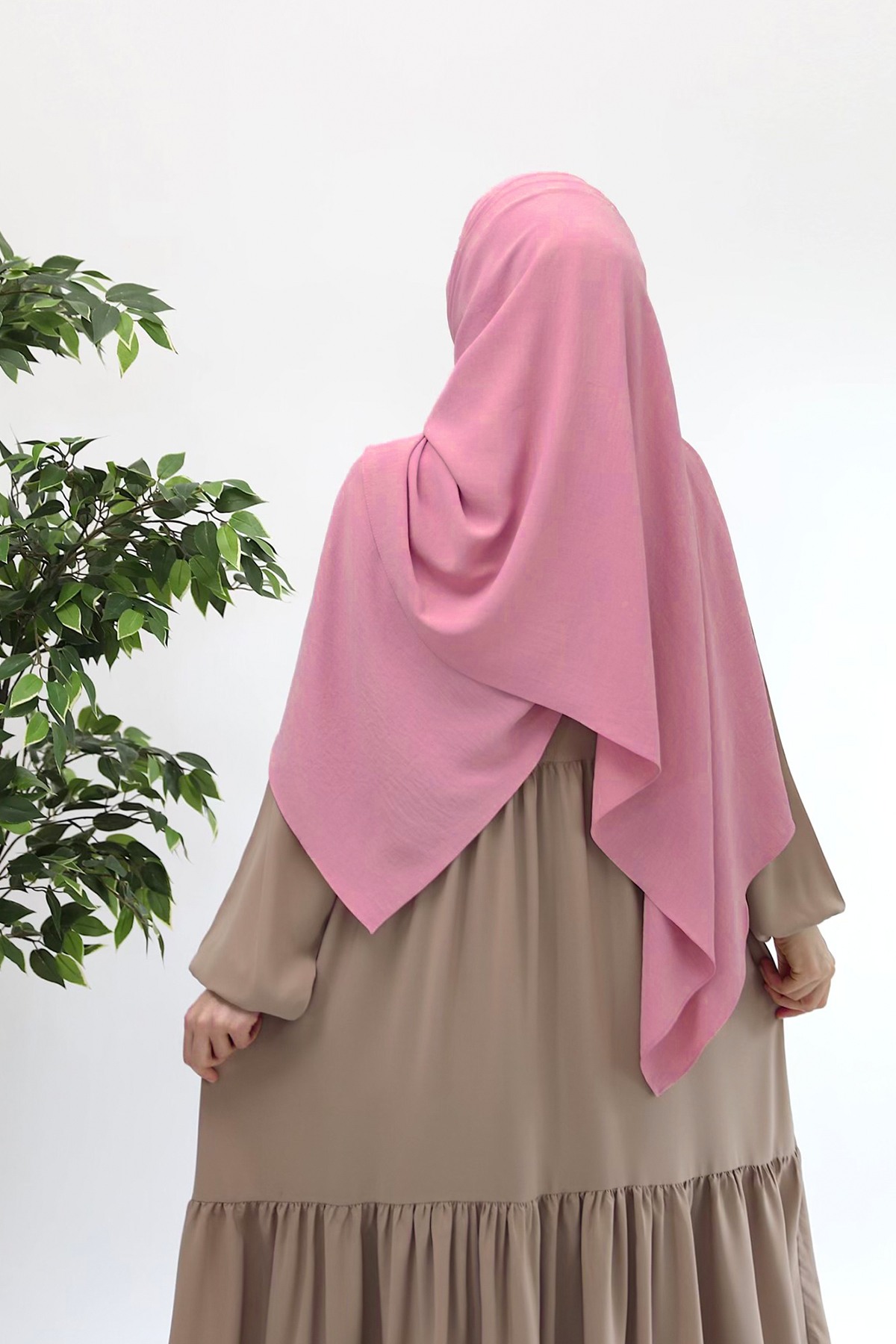 Ayrobin Krep Büyük Boy Şal - Pembe