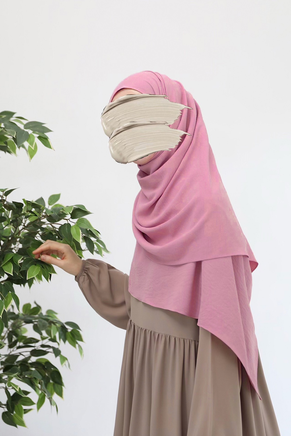 Ayrobin Krep Büyük Boy Şal - Pembe