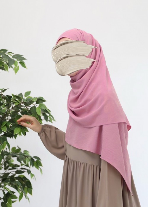 Ayrobin Krep Büyük Boy Şal - Pembe