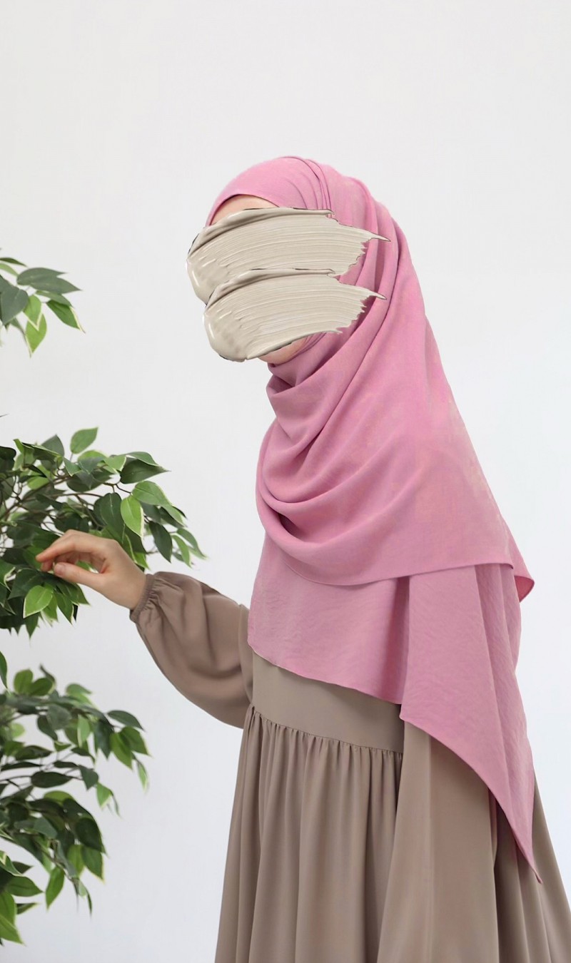 Ayrobin Krep Büyük Boy Şal - Pembe