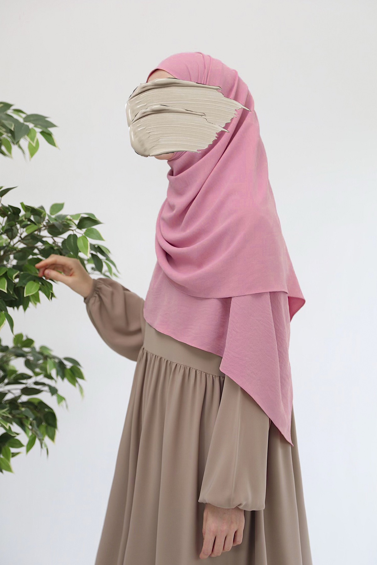 Ayrobin Krep Büyük Boy Şal - Pembe