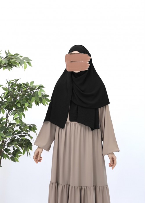 Ayrobin Krep Büyük Boy Şal - Siyah