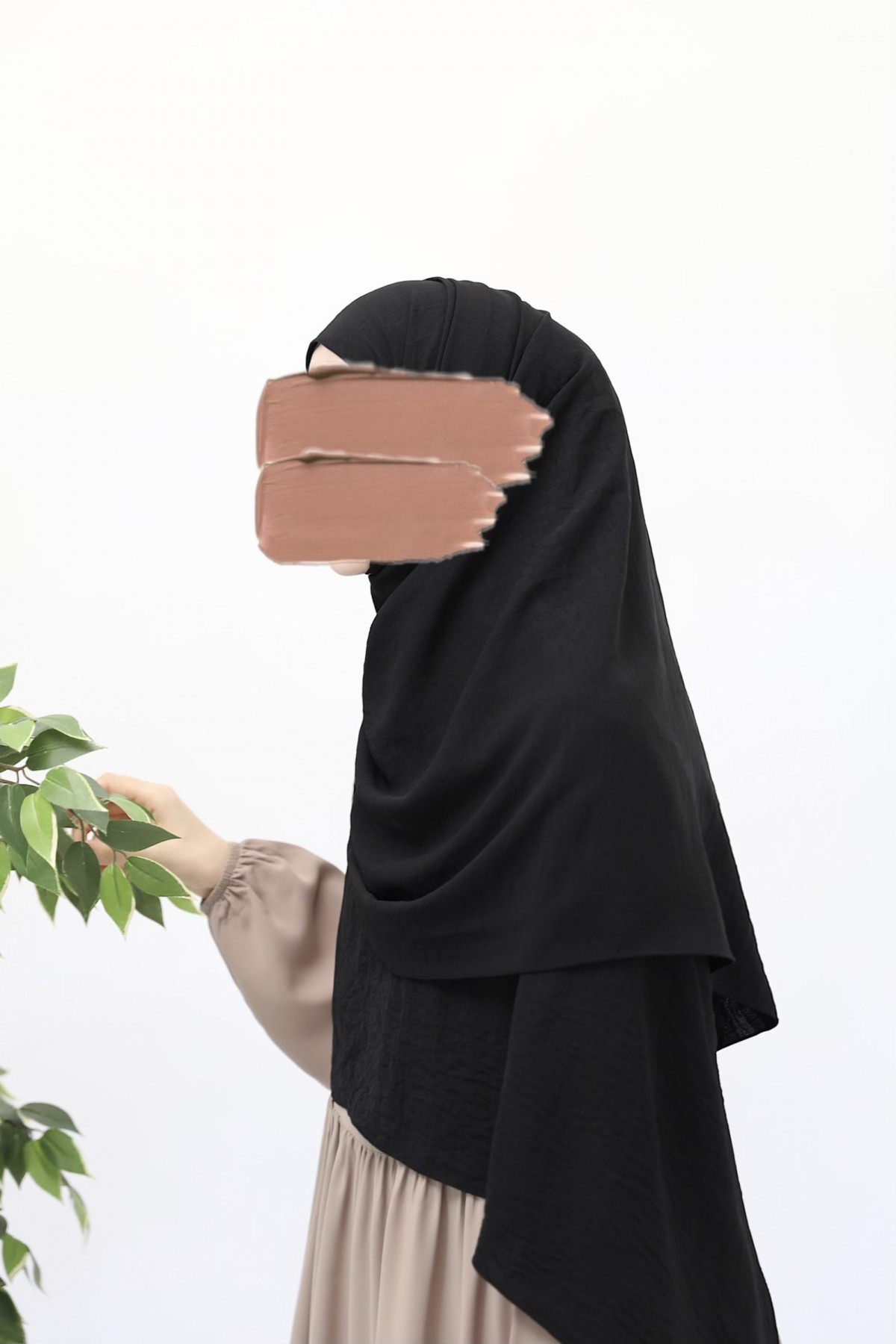 Ayrobin Krep Büyük Boy Şal - Siyah
