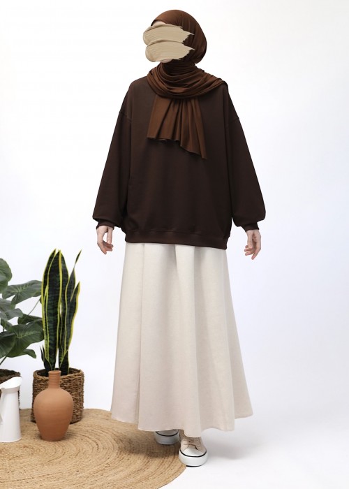 Basic Sweatshirt - Acı Kahve