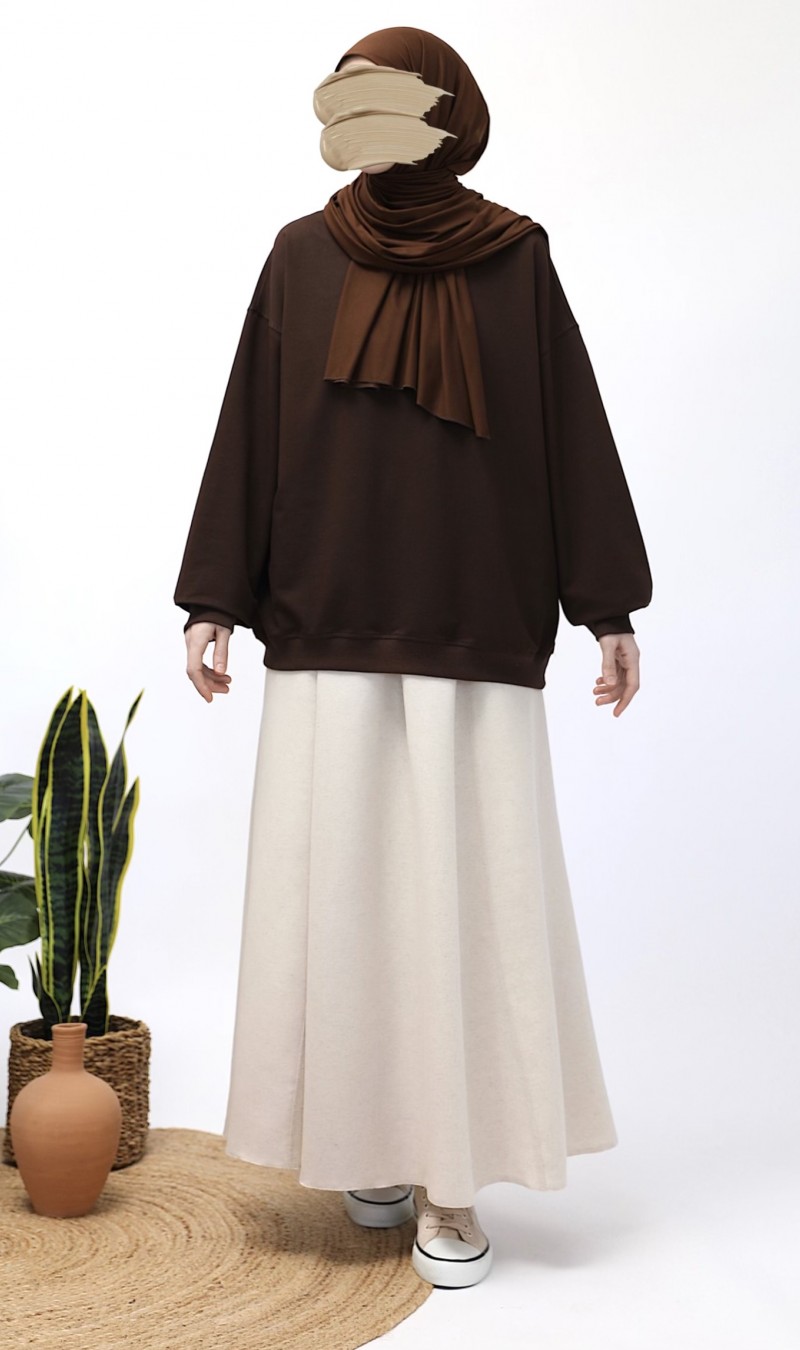 Basic Sweatshirt - Acı Kahve