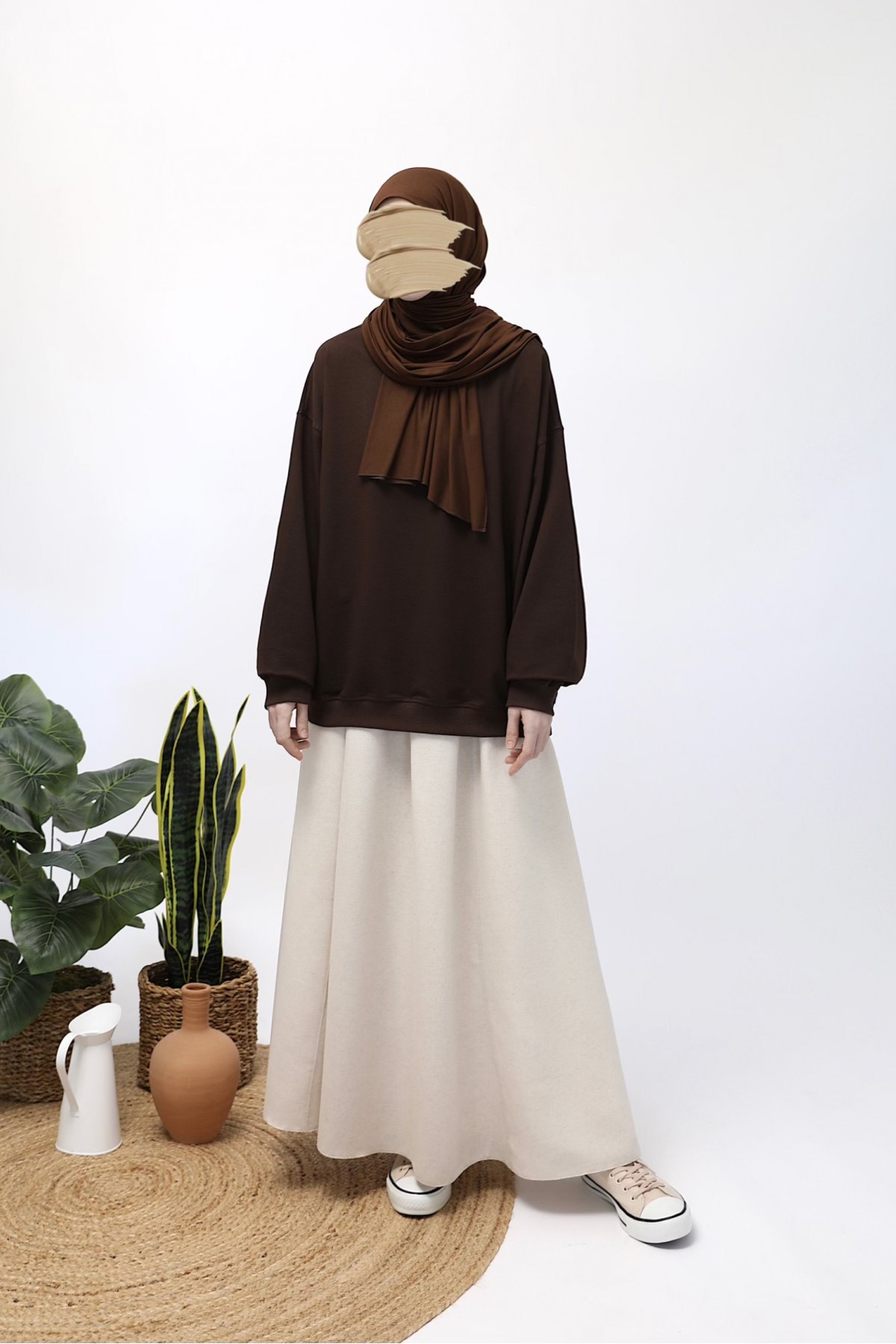 Basic Sweatshirt - Acı Kahve