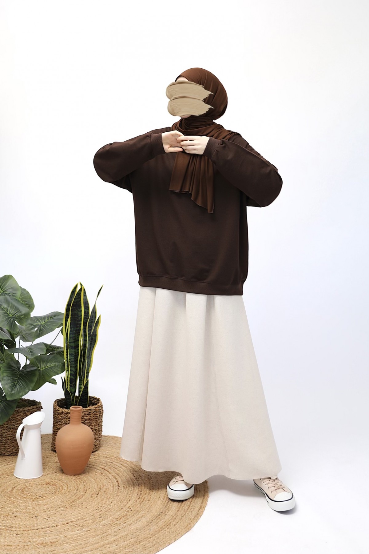 Basic Sweatshirt - Acı Kahve