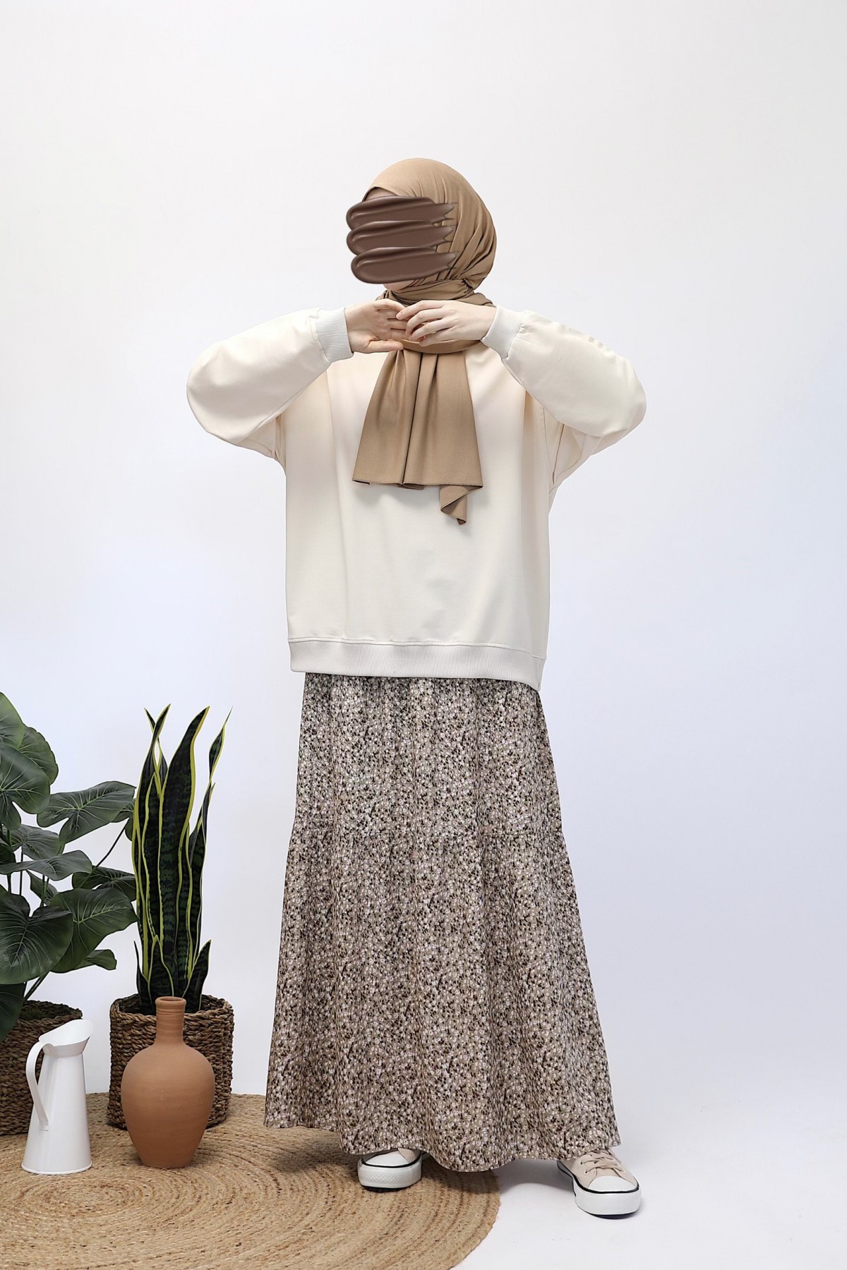 Basic Sweatshirt - Kırık Beyaz
