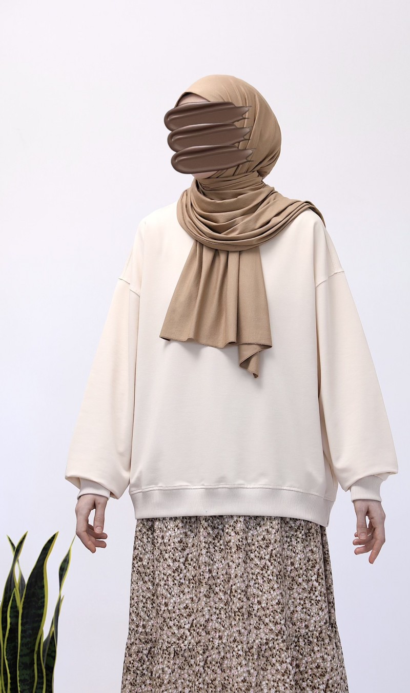 Basic Sweatshirt - Kırık Beyaz