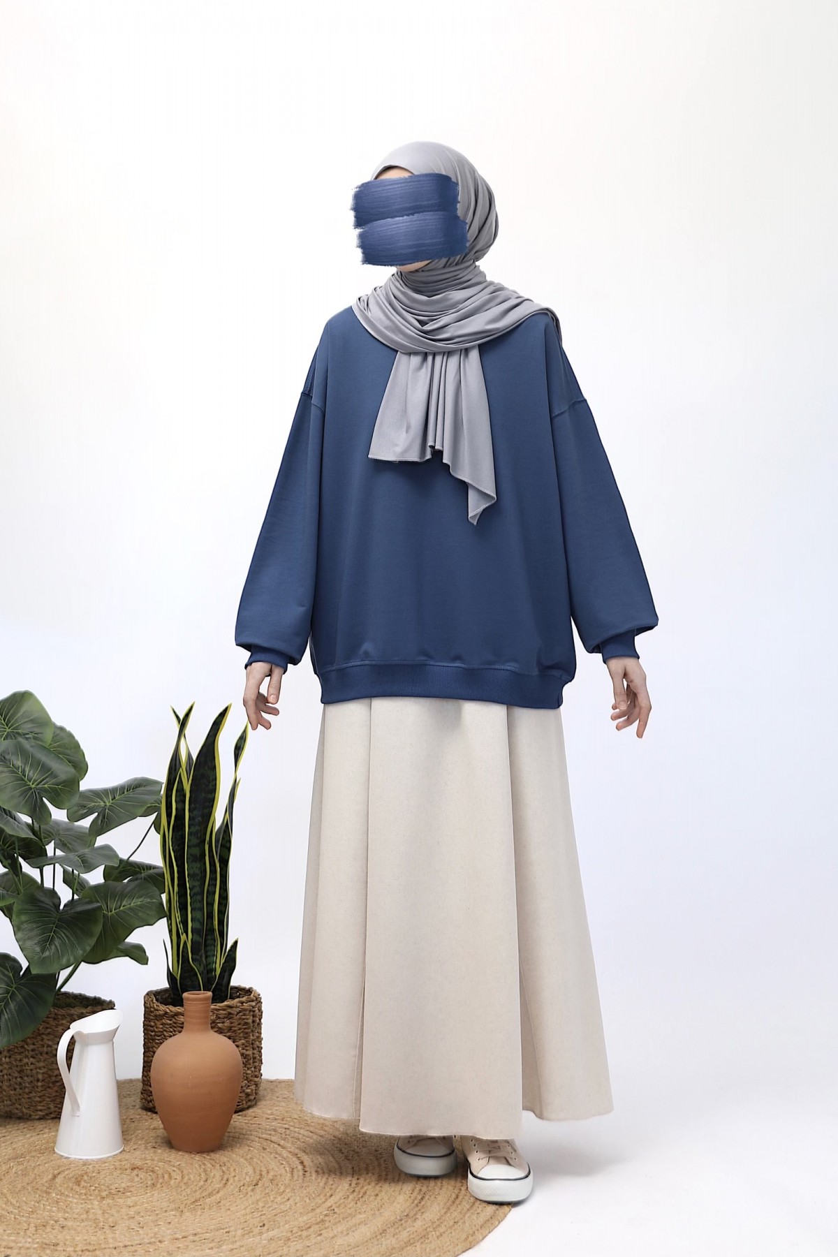 Basic Sweatshirt - İndigo