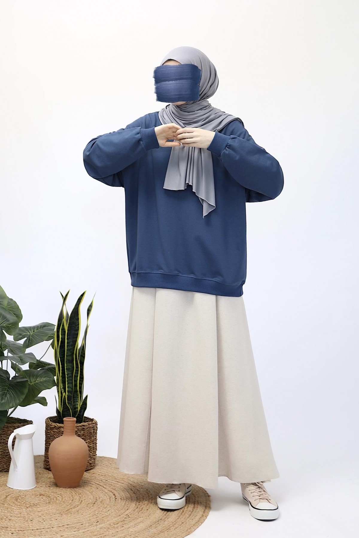 Basic Sweatshirt - İndigo