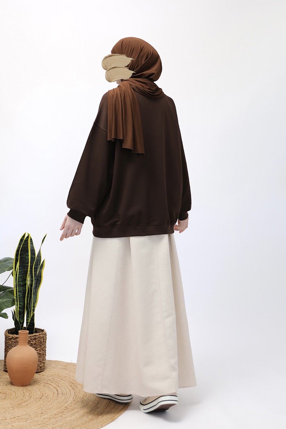Basic Sweatshirt - Acı Kahve