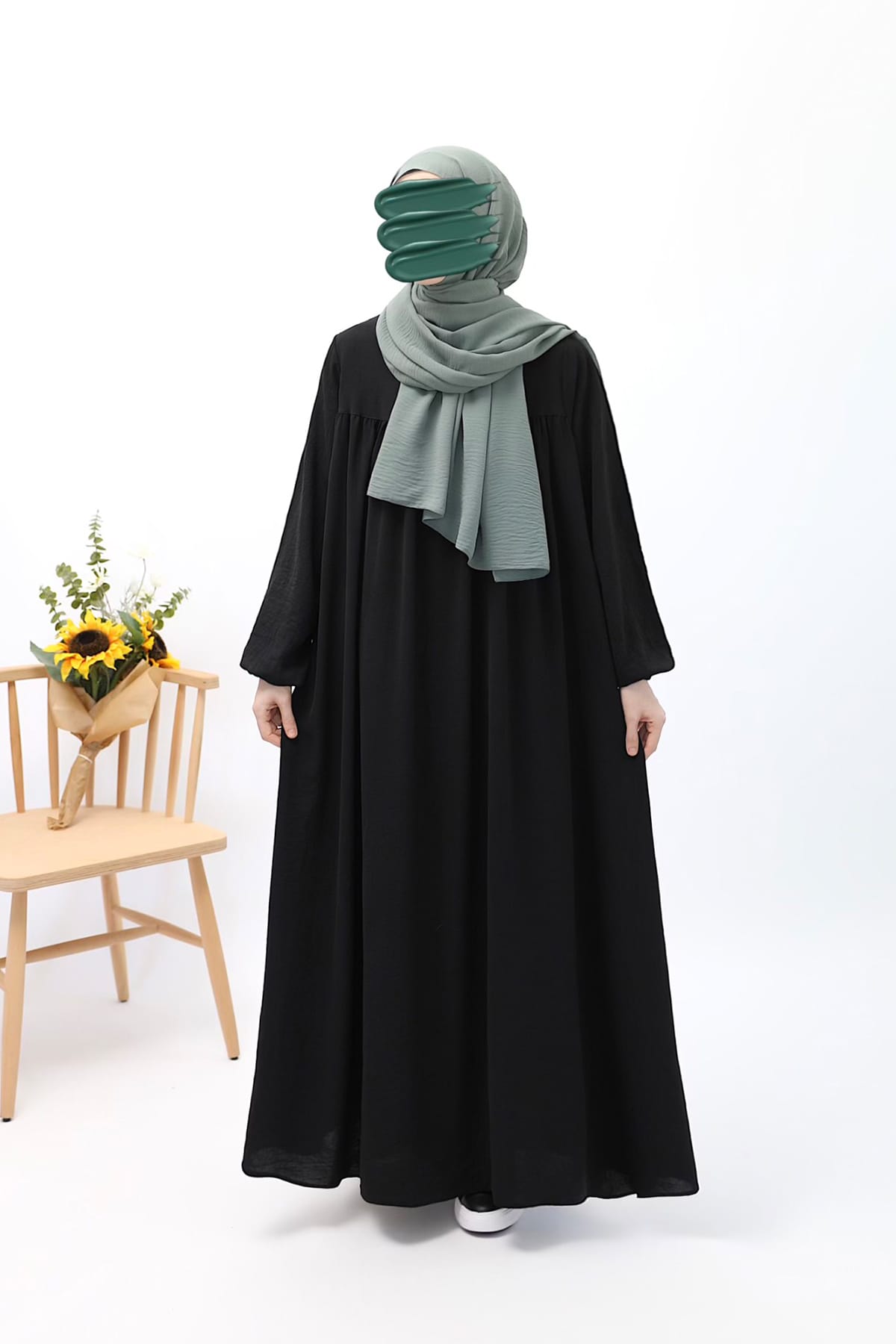 Defne Tesettür Elbise - Siyah