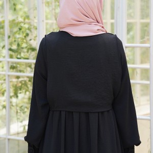 Hanne Düğmeli Tesettür Elbise - Siyah