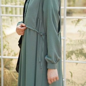 Hanne Düğmeli Tesettür Elbise - Su Yeşili