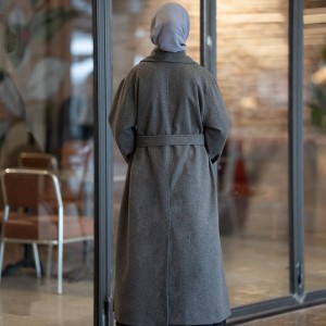 Şal Yaka Kaşe Kaban - Gri