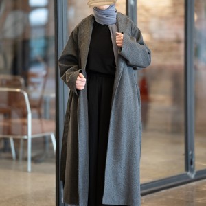 Şal Yaka Kaşe Kaban - Gri