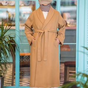 Şal Yaka Kaşe Kaban - Camel