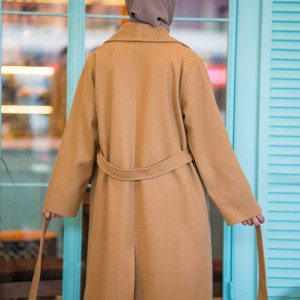 Şal Yaka Kaşe Kaban - Camel