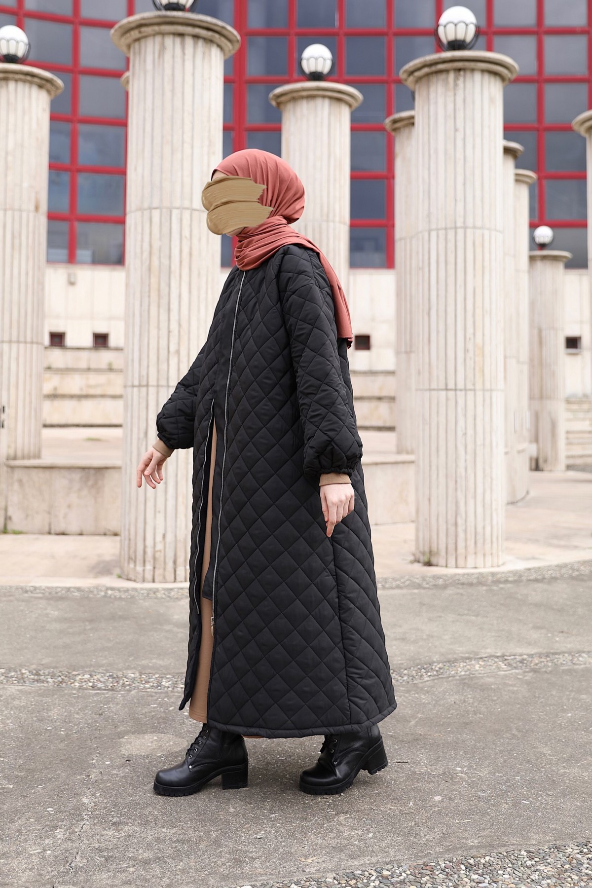 Kapitone Mont - Siyah