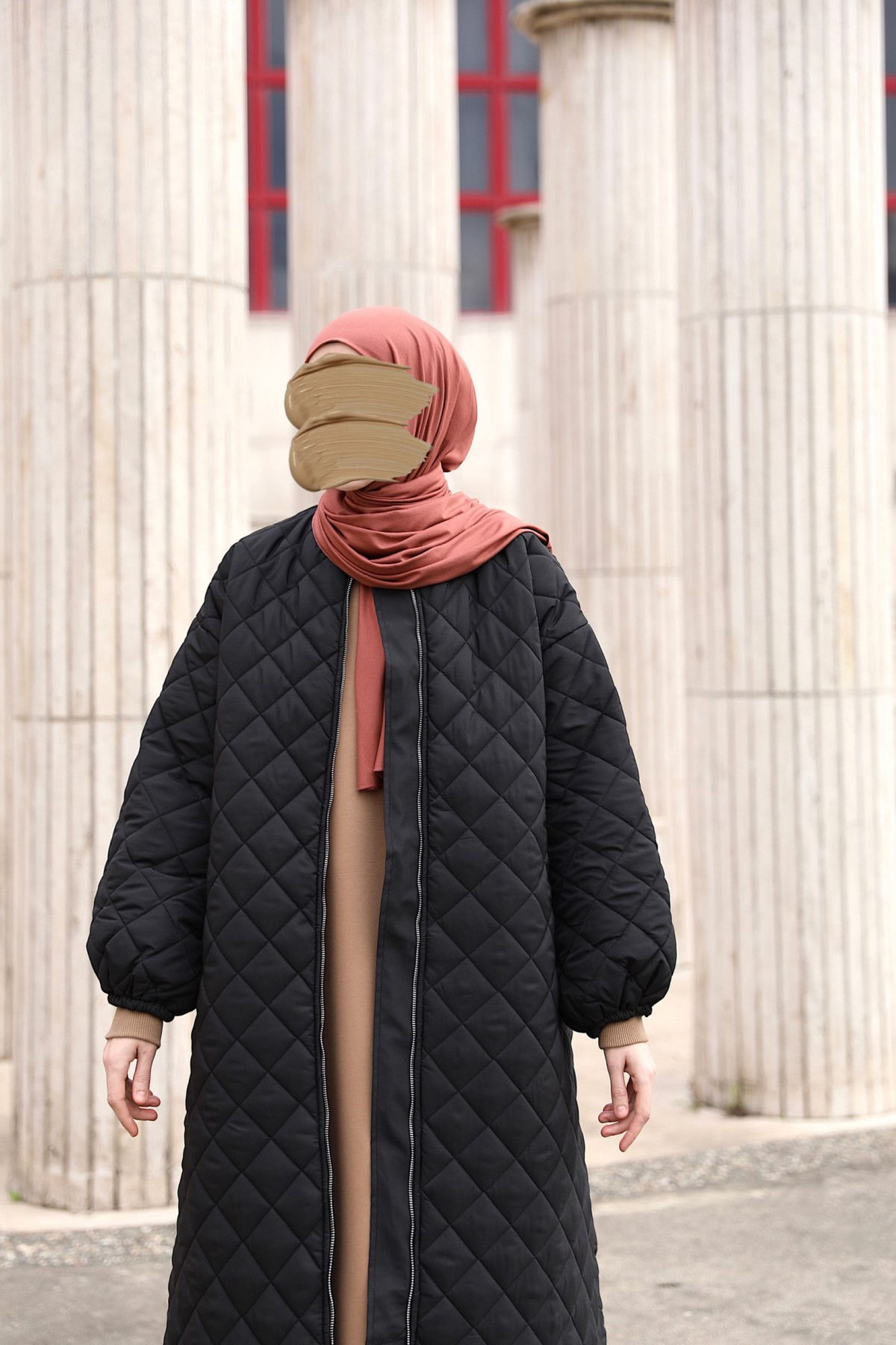Kapitone Mont - Siyah