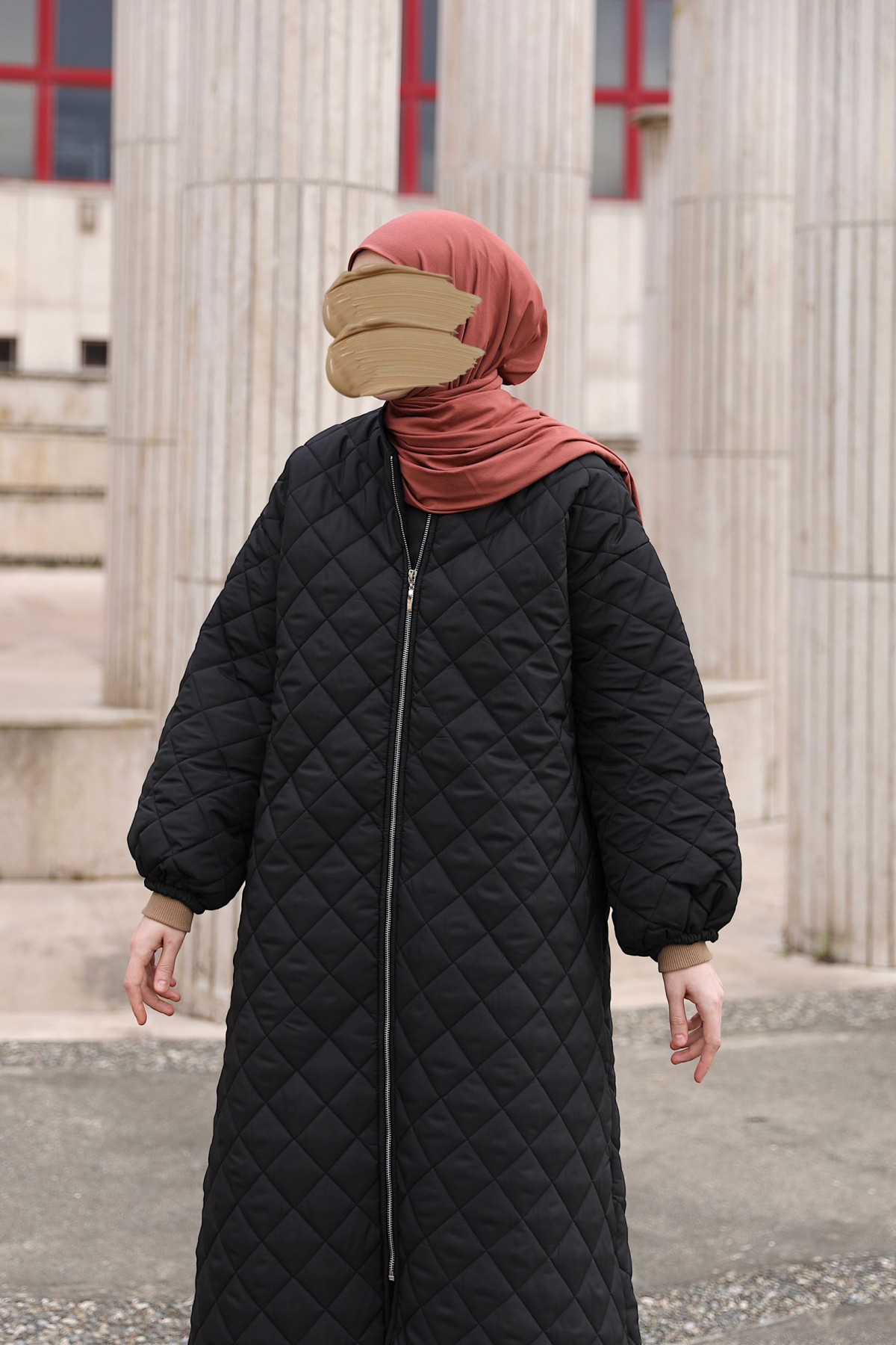 Kapitone Mont - Siyah