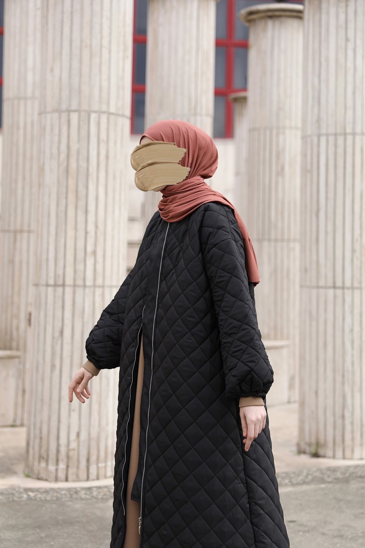 Kapitone Mont - Siyah