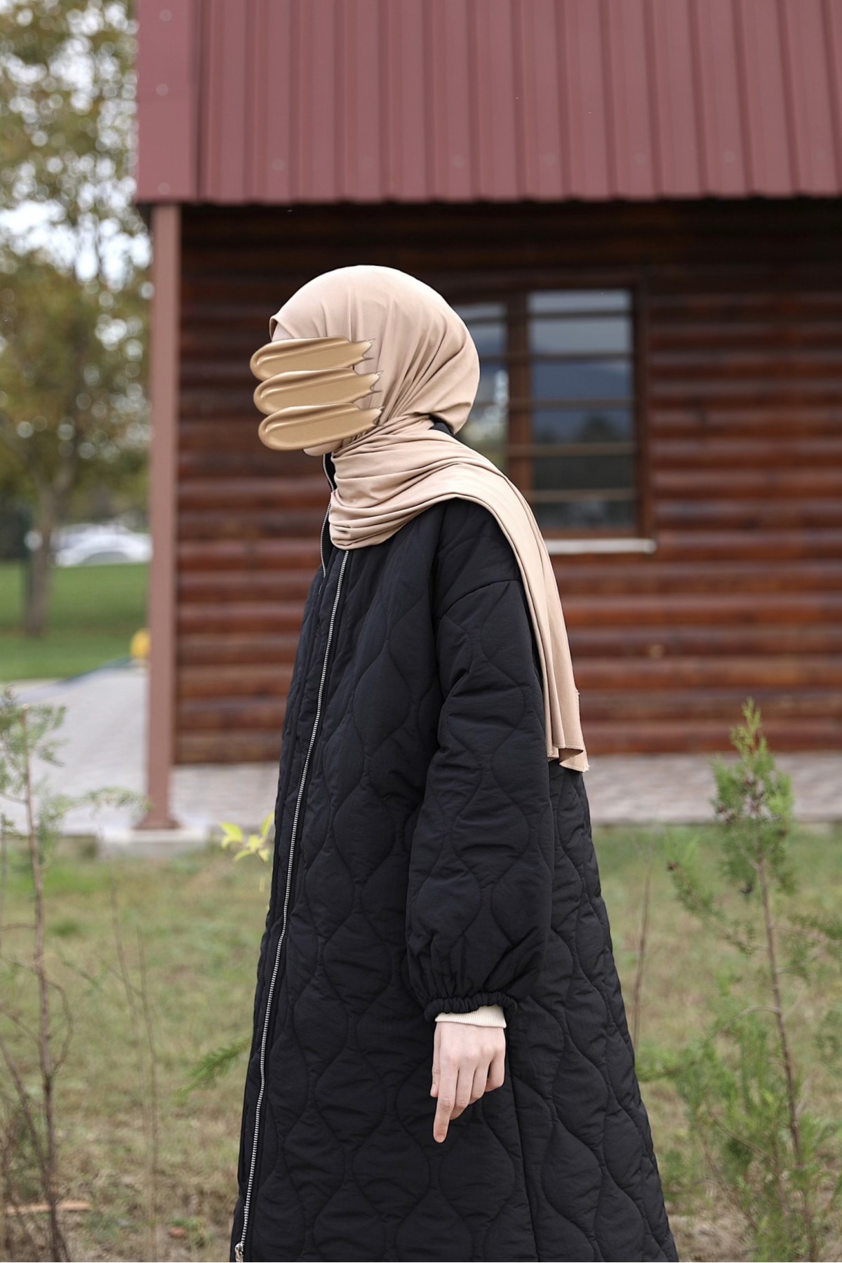 Damla Kapitone Mont - Siyah