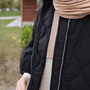 Damla Kapitone Mont - Siyah
