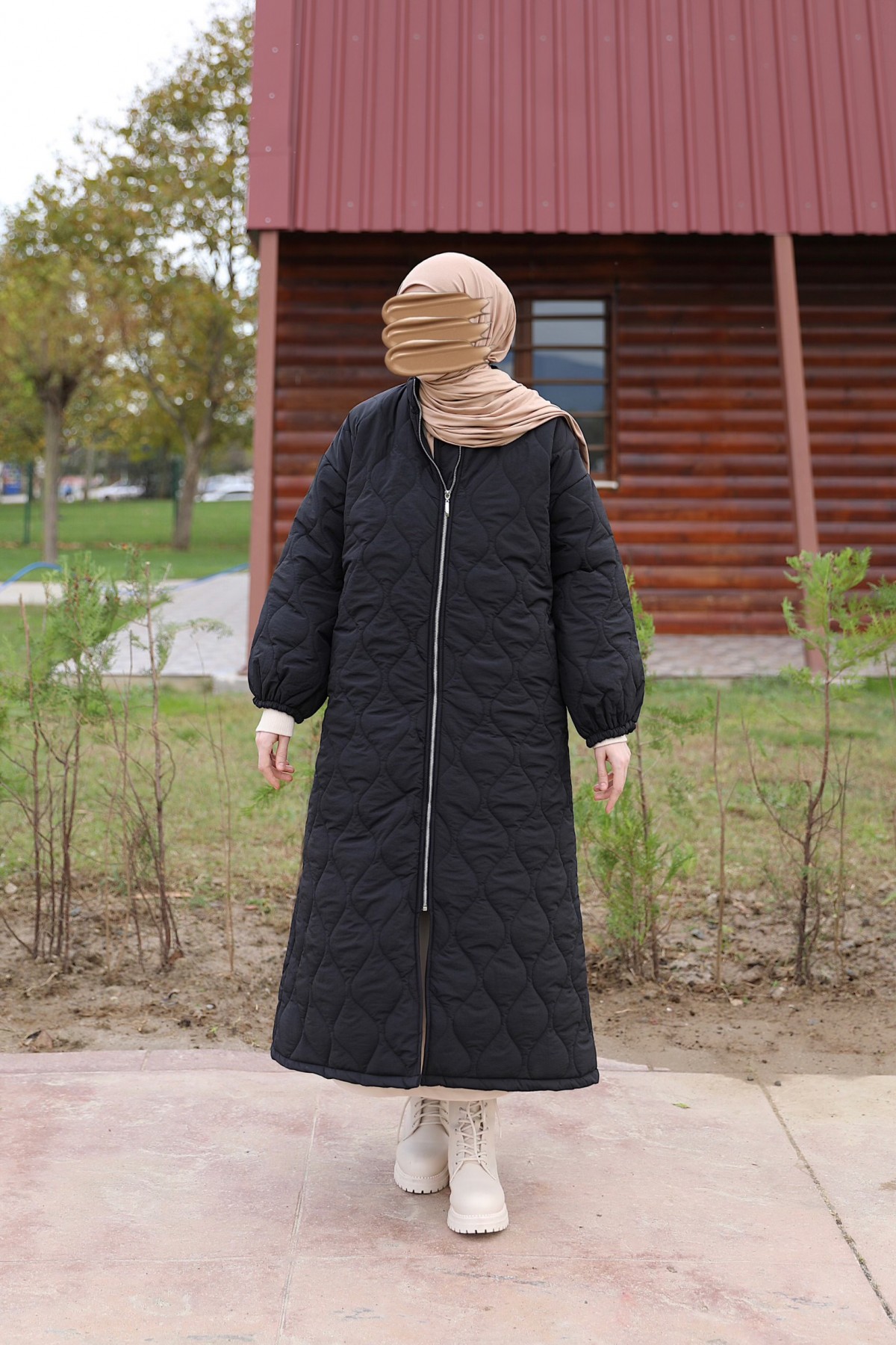 Damla Kapitone Mont - Siyah
