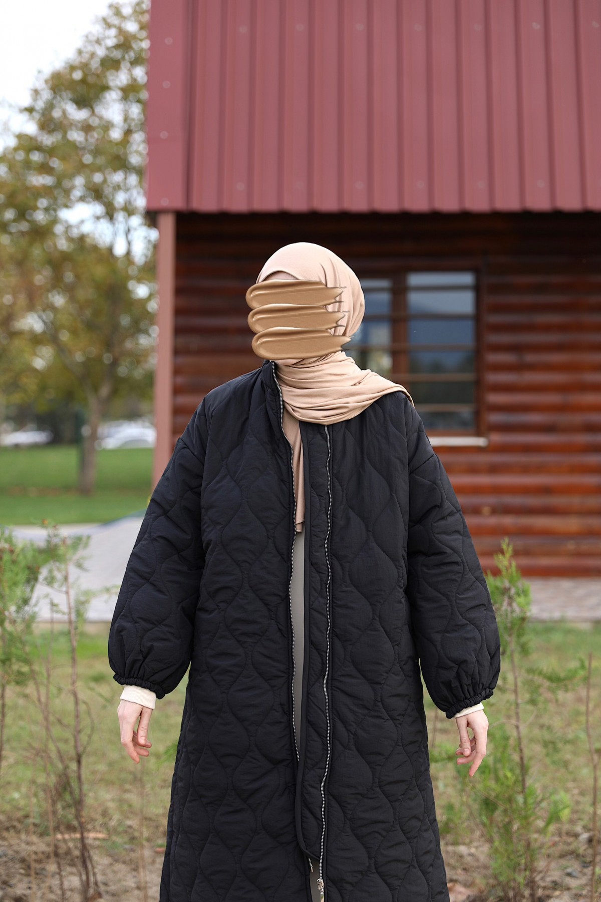 Damla Kapitone Mont - Siyah