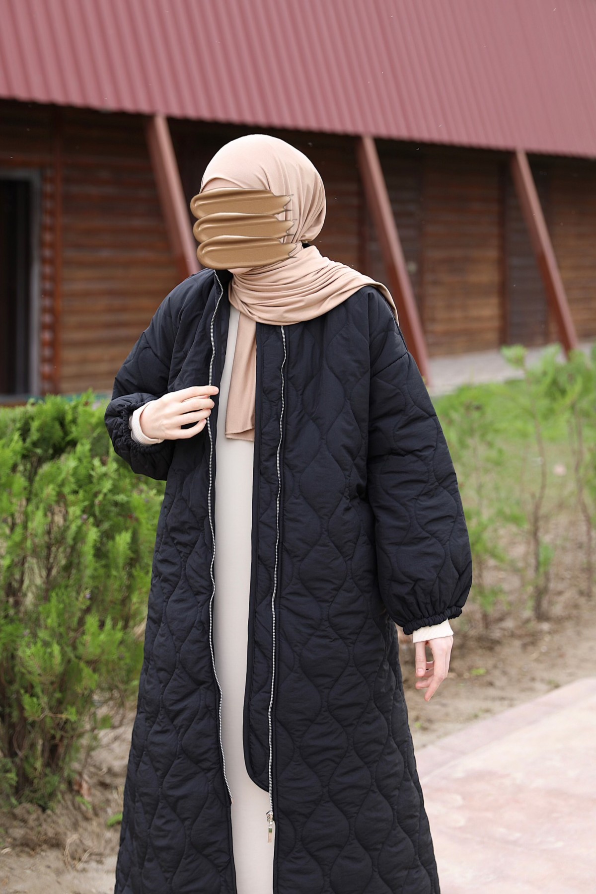 Damla Kapitone Mont - Siyah