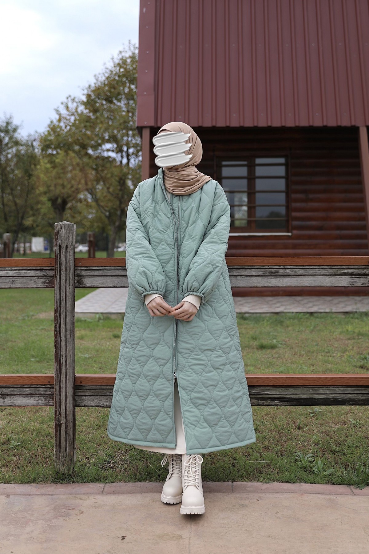Damla Kapitone Mont - Mint