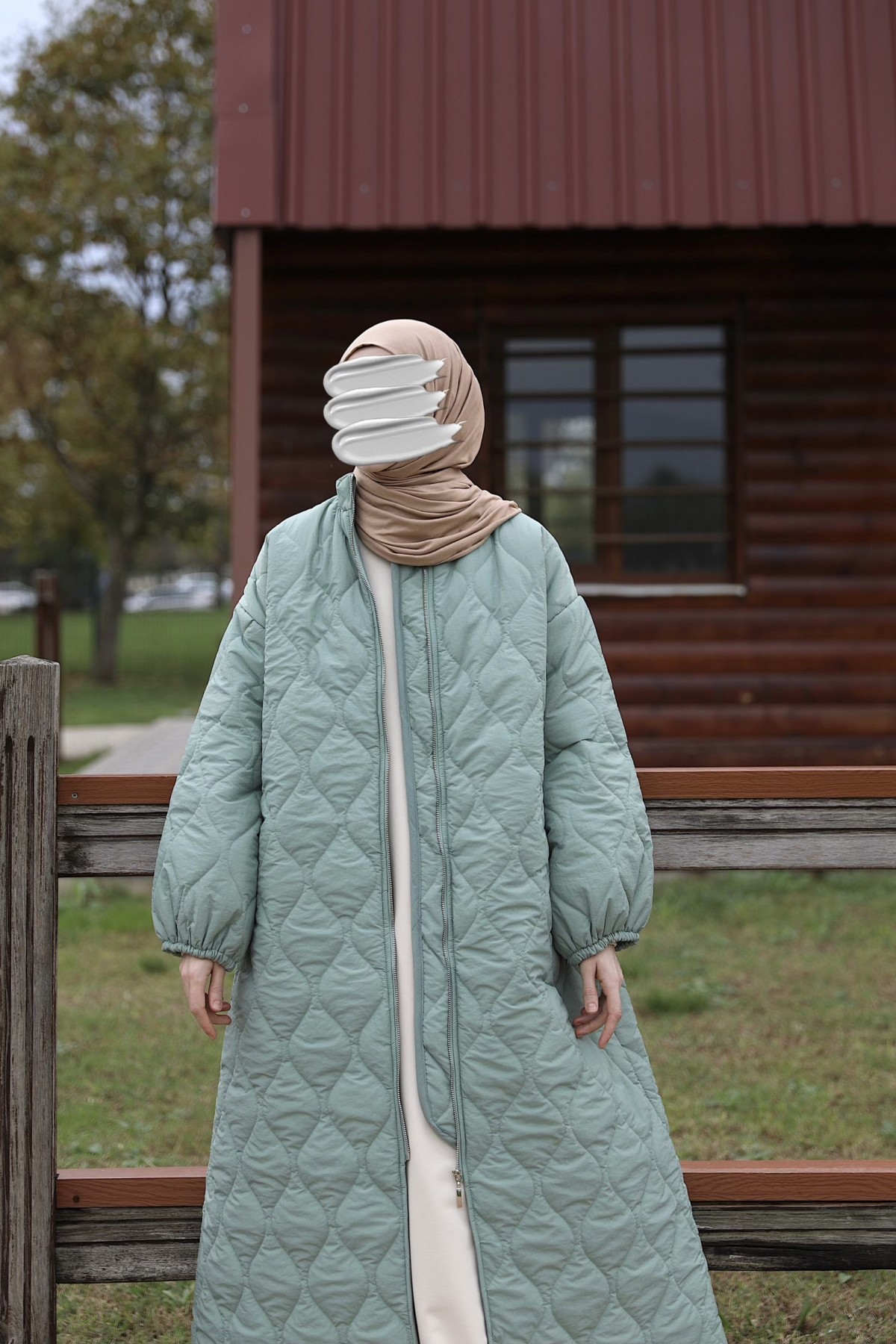 Damla Kapitone Mont - Mint